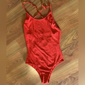 👻Red Ribbed Bodysuit